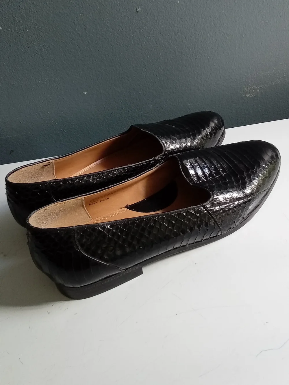 Giorgio Brutini Private Collection Mens Black Genuine Snake Skin Loafers 10.5M